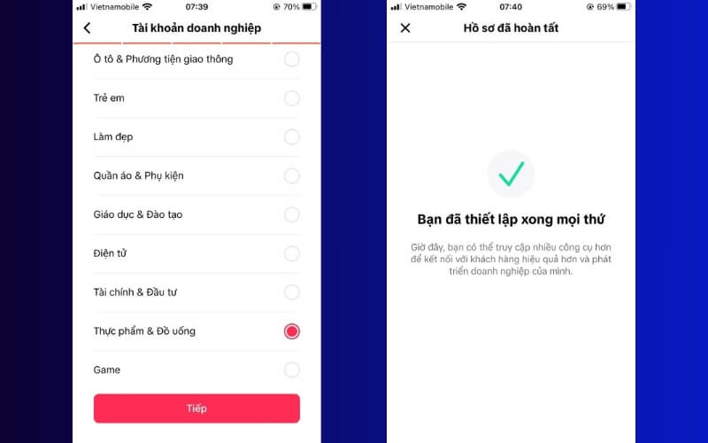 Chọn lĩnh vực kinh doanh Chọn lĩnh vực kinh doanh